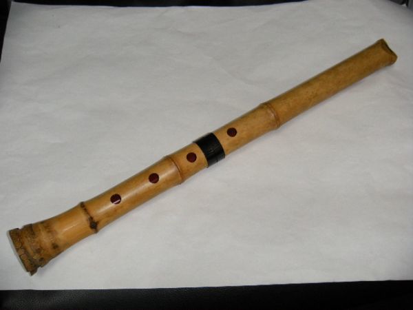 ☆完山銘 尺八/都山流師範 木村完山（竹冠に完）/全長 約48cm/一印/在