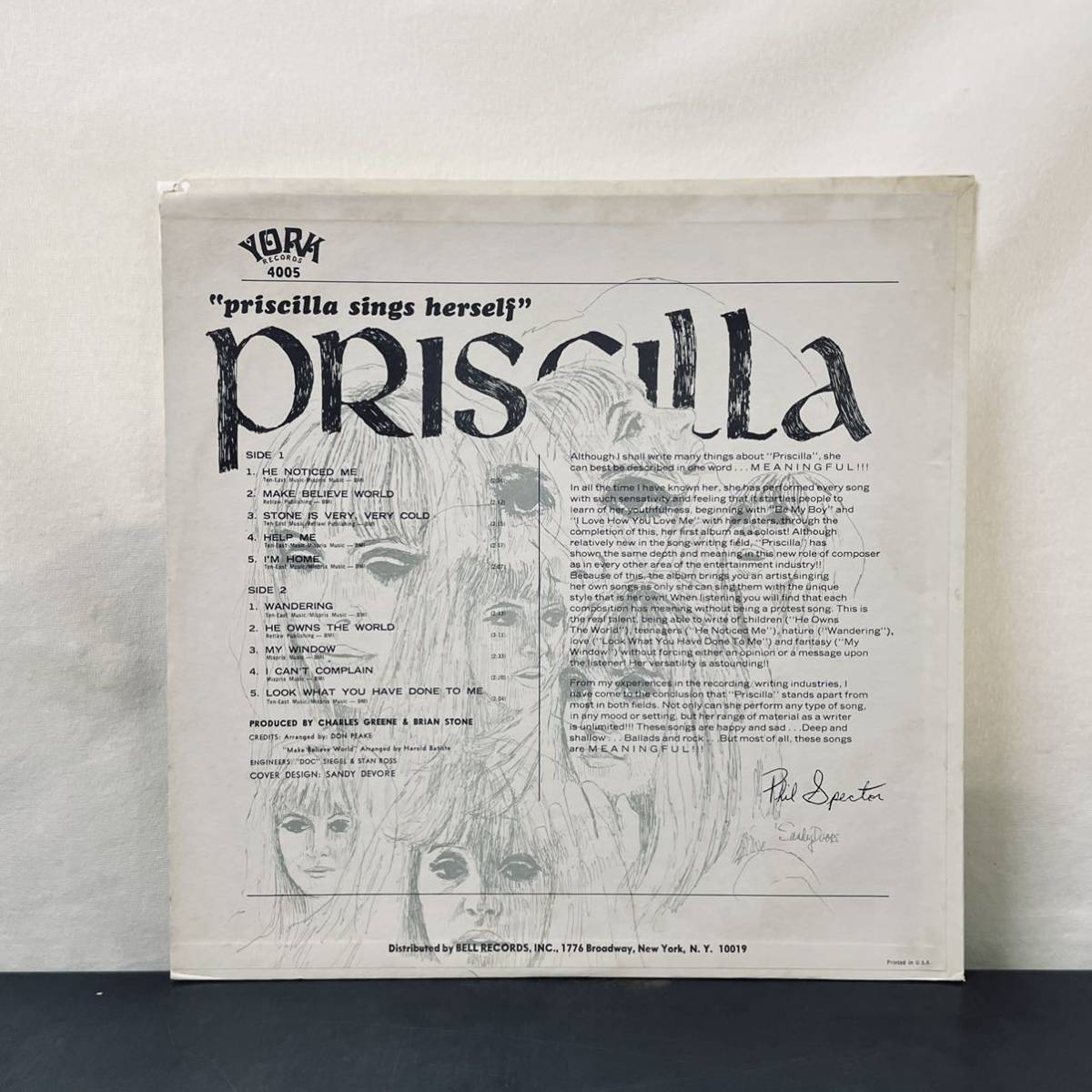 ☆LP☆USオリジナル盤☆STEREO☆美盤☆希少☆PRISCILLA SINGS HER SELF