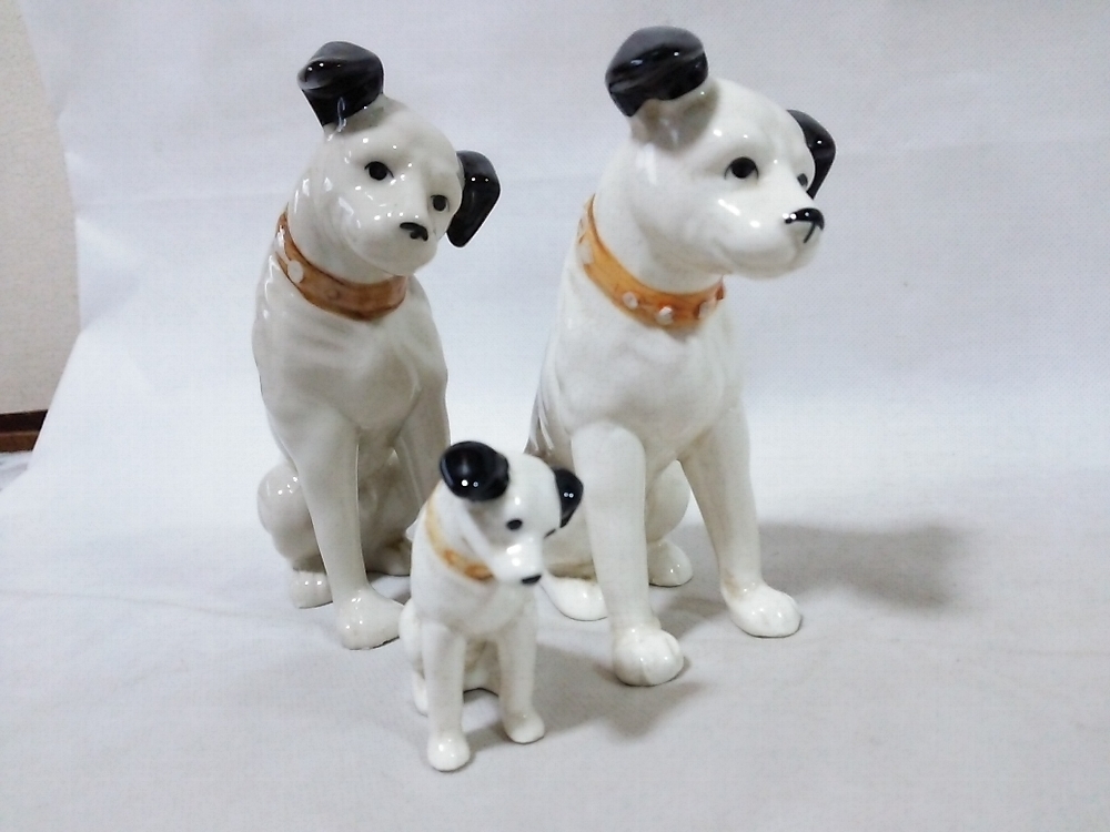 ☆【一美堂】☆『ビクター 犬 ニッパー君3点セット 』☆Victor 陶器
