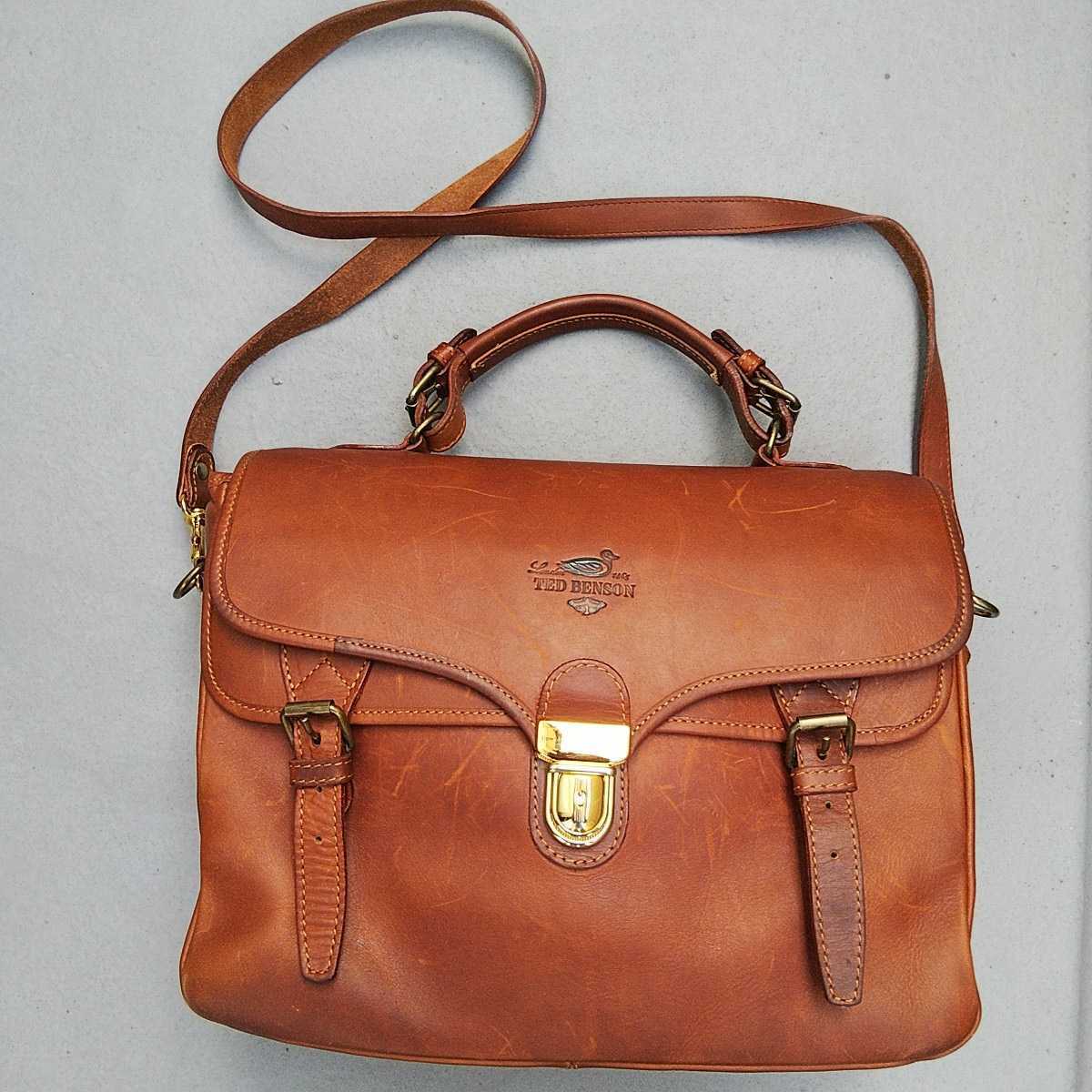 TED BENSON London 2way レザーバッグ 革ショルダーバッグ アウトドア 