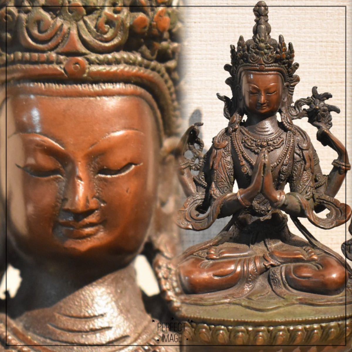 仏教美術 中国 仏像 自在観音 坐龍仏珠観音 銅製 銅器 時代仏教美術 銅仏「観音菩薩坐像」觀音菩薩像・仏像・佛像 中国古玩