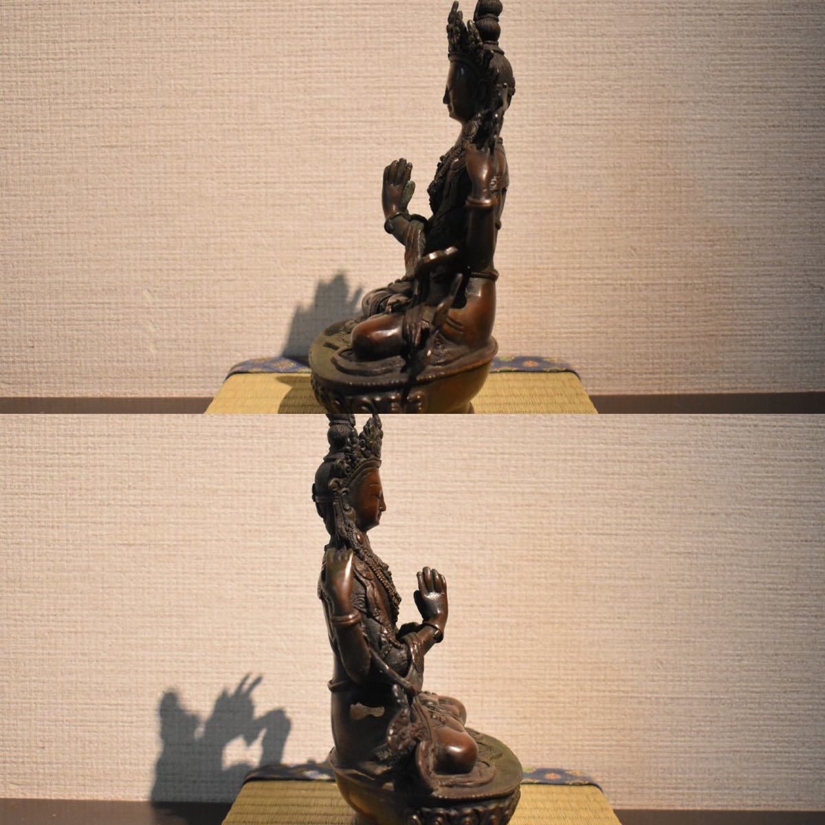 時代仏教美術 銅仏「観音菩薩坐像」觀音菩薩像・仏像・佛像 中国古玩