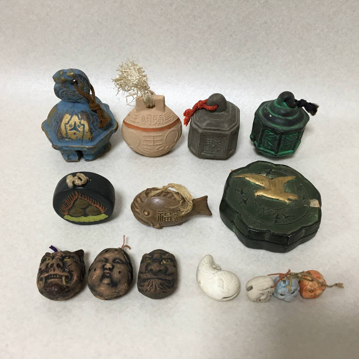 423】 郷土玩具 土人形 土鈴 魔除け お守り 縁起物 まとめて