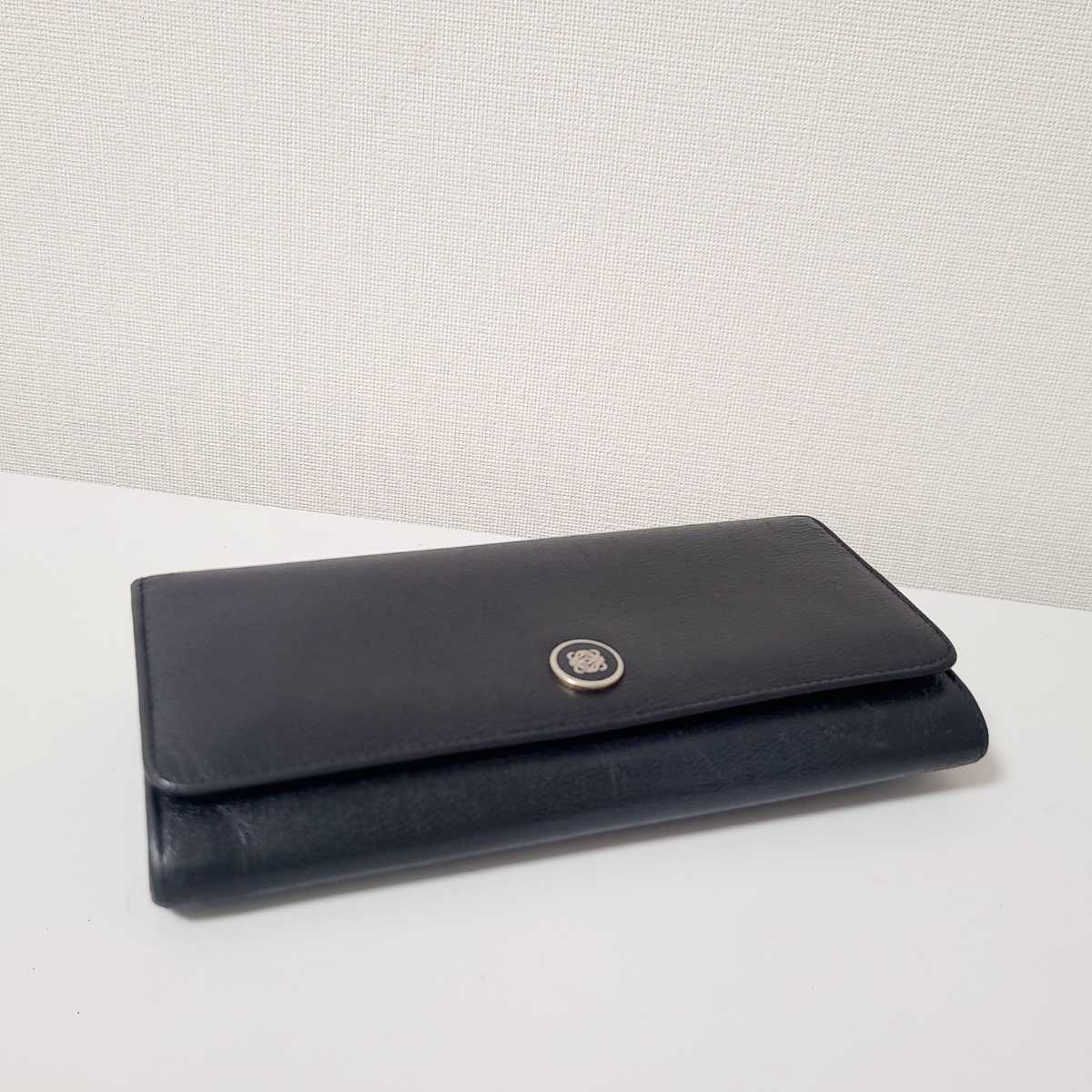 LOEWE ロエベ 長財布 二つ折り財布 ブラック レディース ゴールド金具 