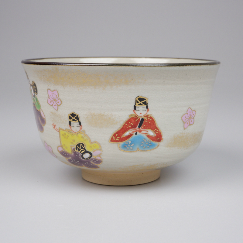 Ｗ２４２　茶碗　『乾山写　五人囃子文』『橋本紫雲 造』　共箱　抹茶碗　茶道具 京焼 茶碗 共箱 道具 橋本紫雲 色絵 橋本紫雲造 W242 『乾山写 五
