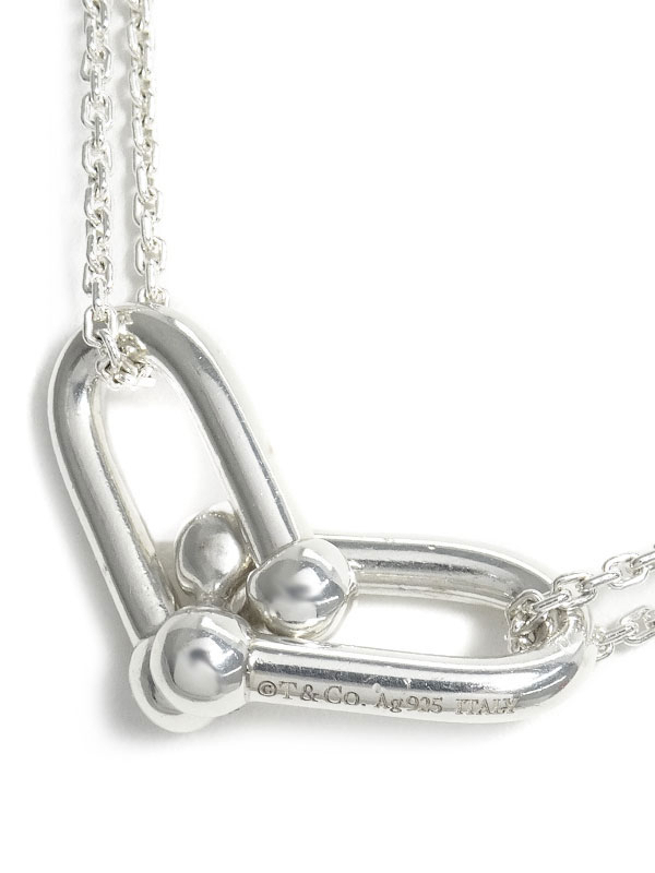 中古 【TIFFANY＆Co.】ティファニー『SILVER ハードウェア ダブルリンク ペンダント ネックレス』1週間保証
