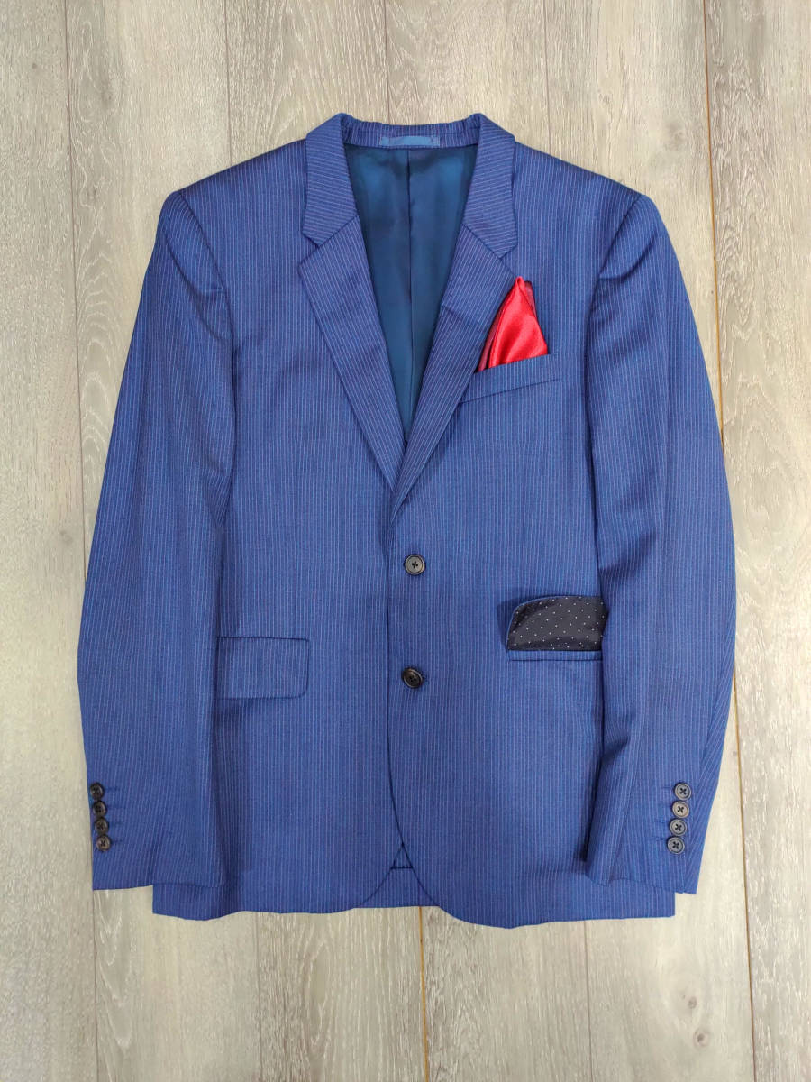 ポールスミスロンドン 裏地花柄 シルク混ストライプジャケットL