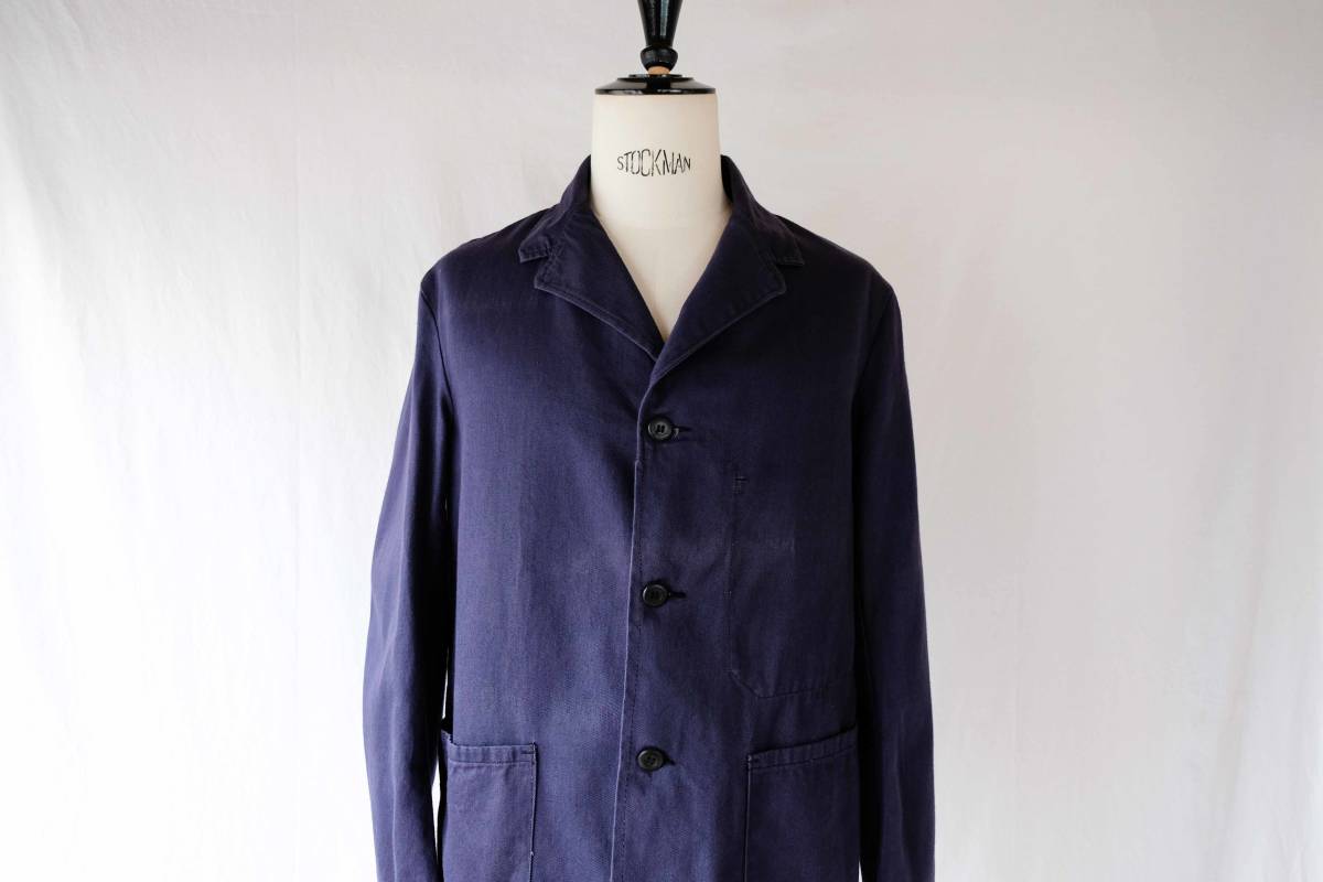 イギリス　レイルウェイ　ワークジャケット　ネイビー　コットンドリル　コットン　ヴィンテージ　古着　ブリティッシュ　英国
