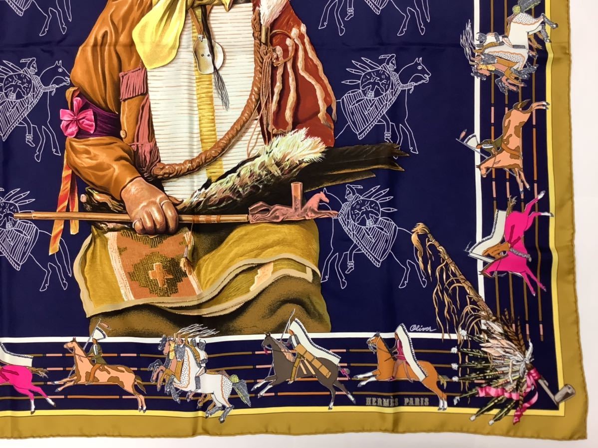 HERMES エルメス カレ90 パウニー族の首長 PANI LA SHAR PAWNEE 大判