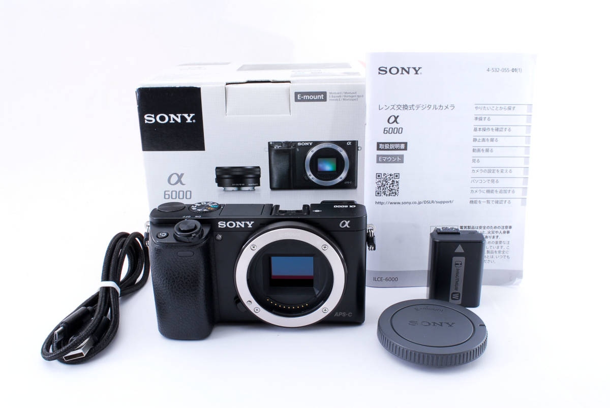 【得価，HOT】 ショット数6094回！元箱 付属品多数★極上品★ SONY ソニー α6000 ILCE-6000 ボディ ミラーレス一眼 ボディ (1031)