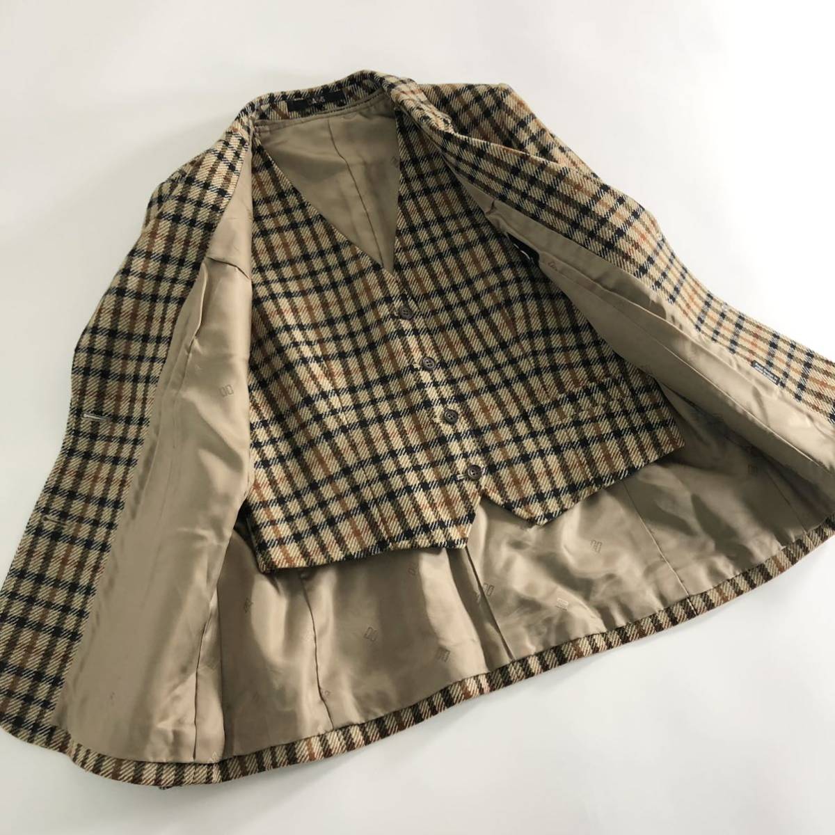 Eb19《美品》DAKS ダックス 3点セット ジャケット・ベスト・スカート  