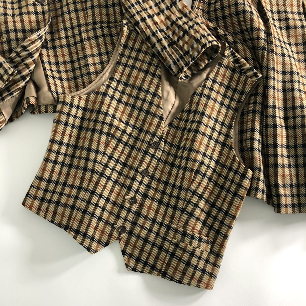 Eb19《美品》DAKS ダックス 3点セット ジャケット・ベスト・スカート  