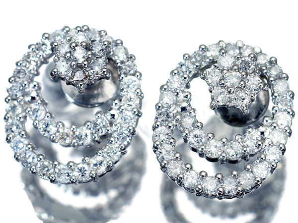豪華回転デザイン輝く！ダイヤモンド1.00ct 高級Pt900ピアス Pt9001