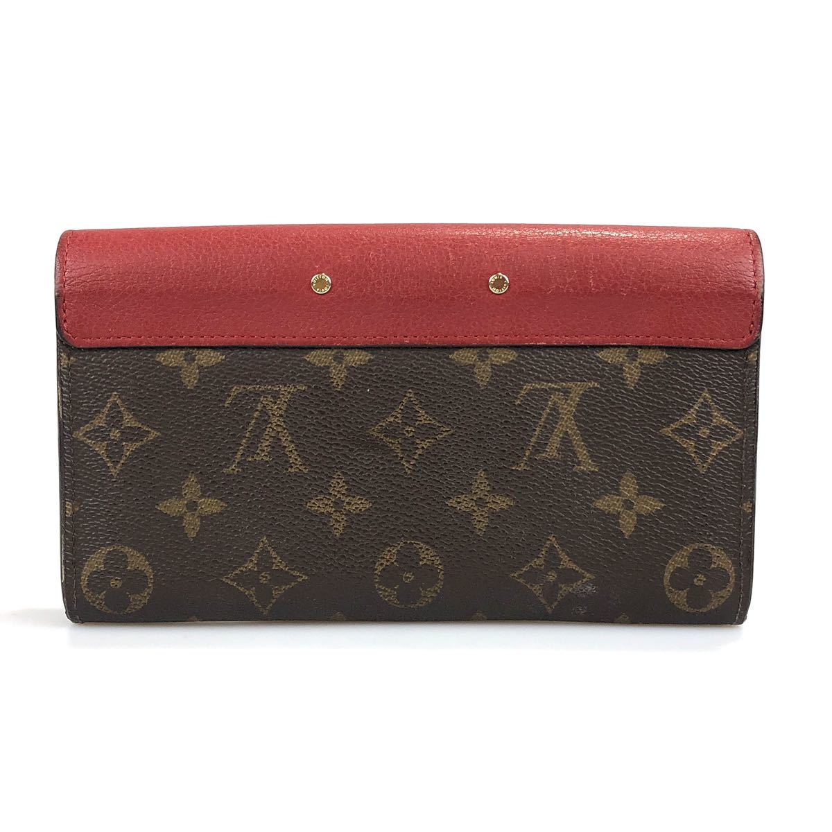 LOUIS VUITTON ルイヴィトン 財布 長財布 ポルトフォイユ パラス モノグラムライン 赤 中古