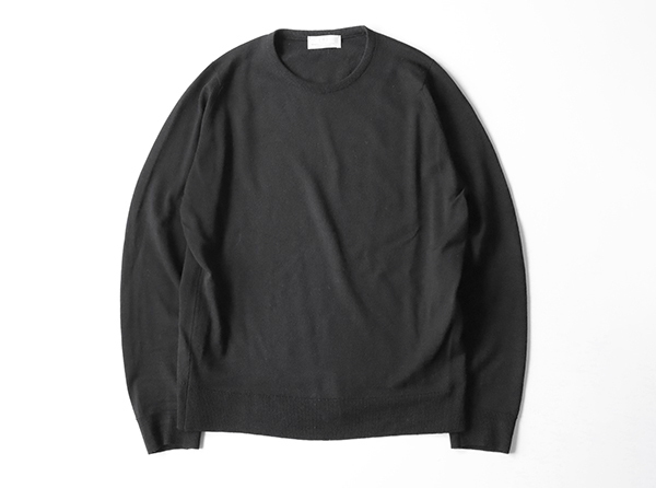 BEAMS F by JOHN SMEDLEY ◇ウール クルーネック ニット 黒 Lサイズ 