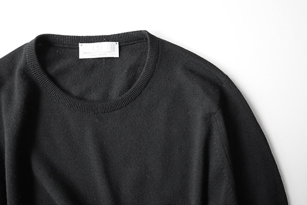 BEAMS F by JOHN SMEDLEY ◇ウール クルーネック ニット 黒 Lサイズ 