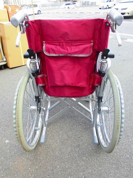 看護・介護用品 自走用車椅子 アルミ製 ワインレッド