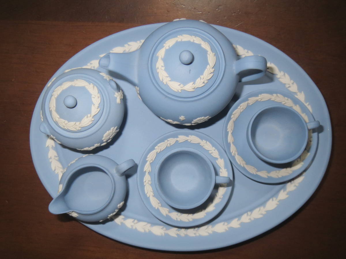 WEDGWOOD ウェッジウッド ブルージャスパーミニチュアティーセット 美 