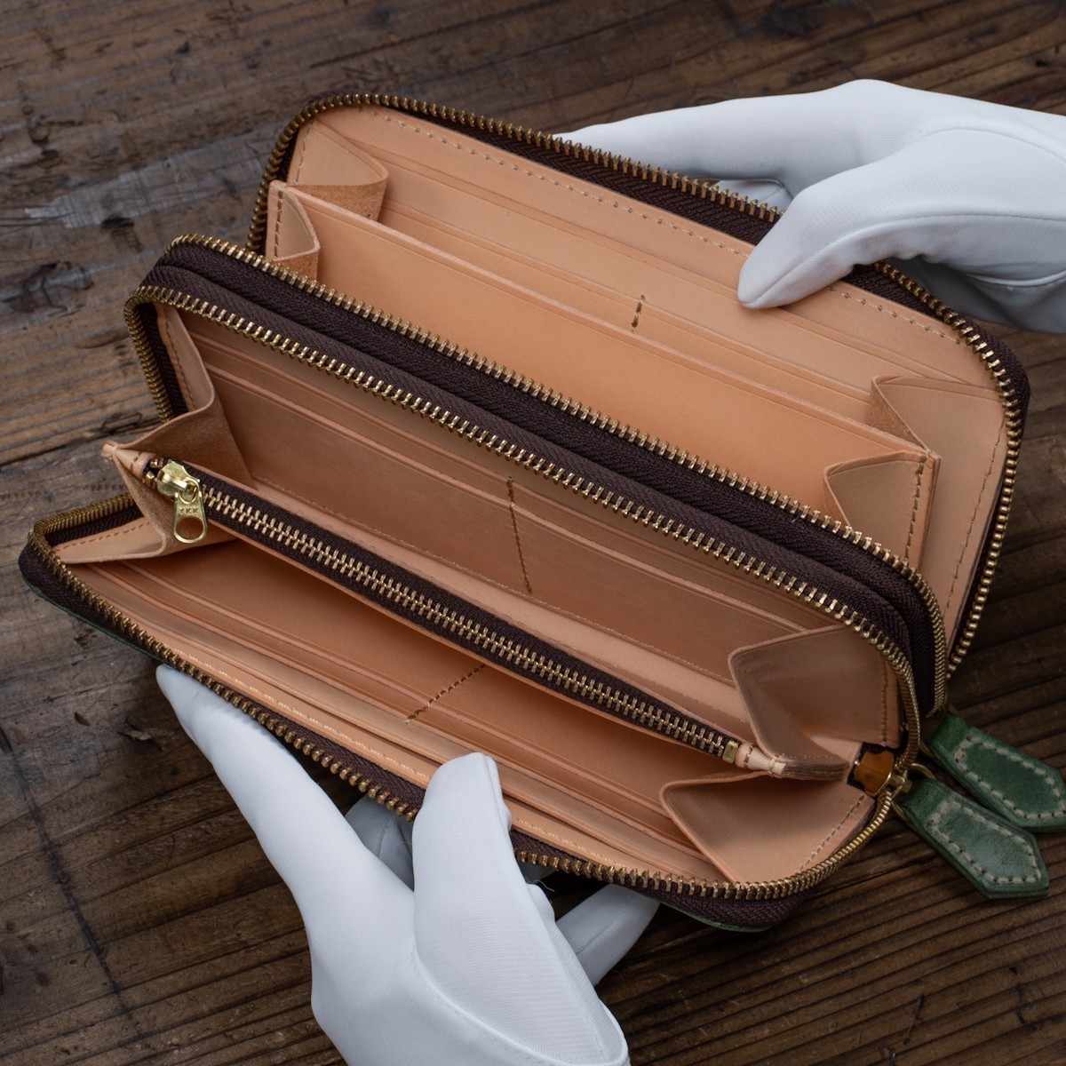 ブライドルレザー メンズ 長財布 ダブルファスナー ダブルジップ 2点