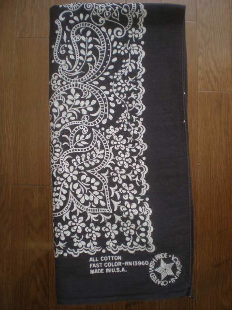 ⑥ vintage bandana 希少 黒 ブラック ビンテージ バンダナ