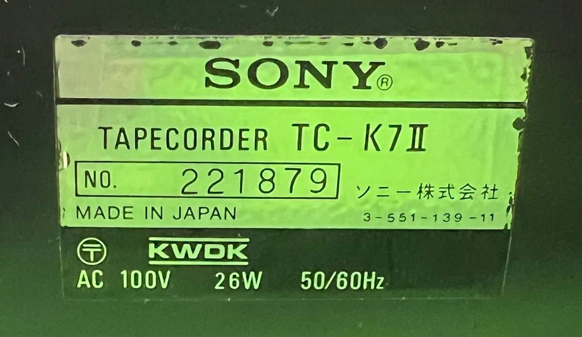 SONY ソニー ステレオカセットデッキ TAPECORDER TC-K7Ⅱ 【動作未確認】音楽を流せるか確認していません SONY ソニー カセットデッキ TC-K88 ジャンク品SONY TC-K61