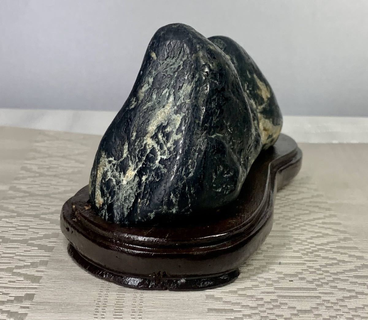 信濃美術石博物館】水石 盆栽 骨董 鮫川石 ウブ 横15×高7.5×奥行6.5(cm