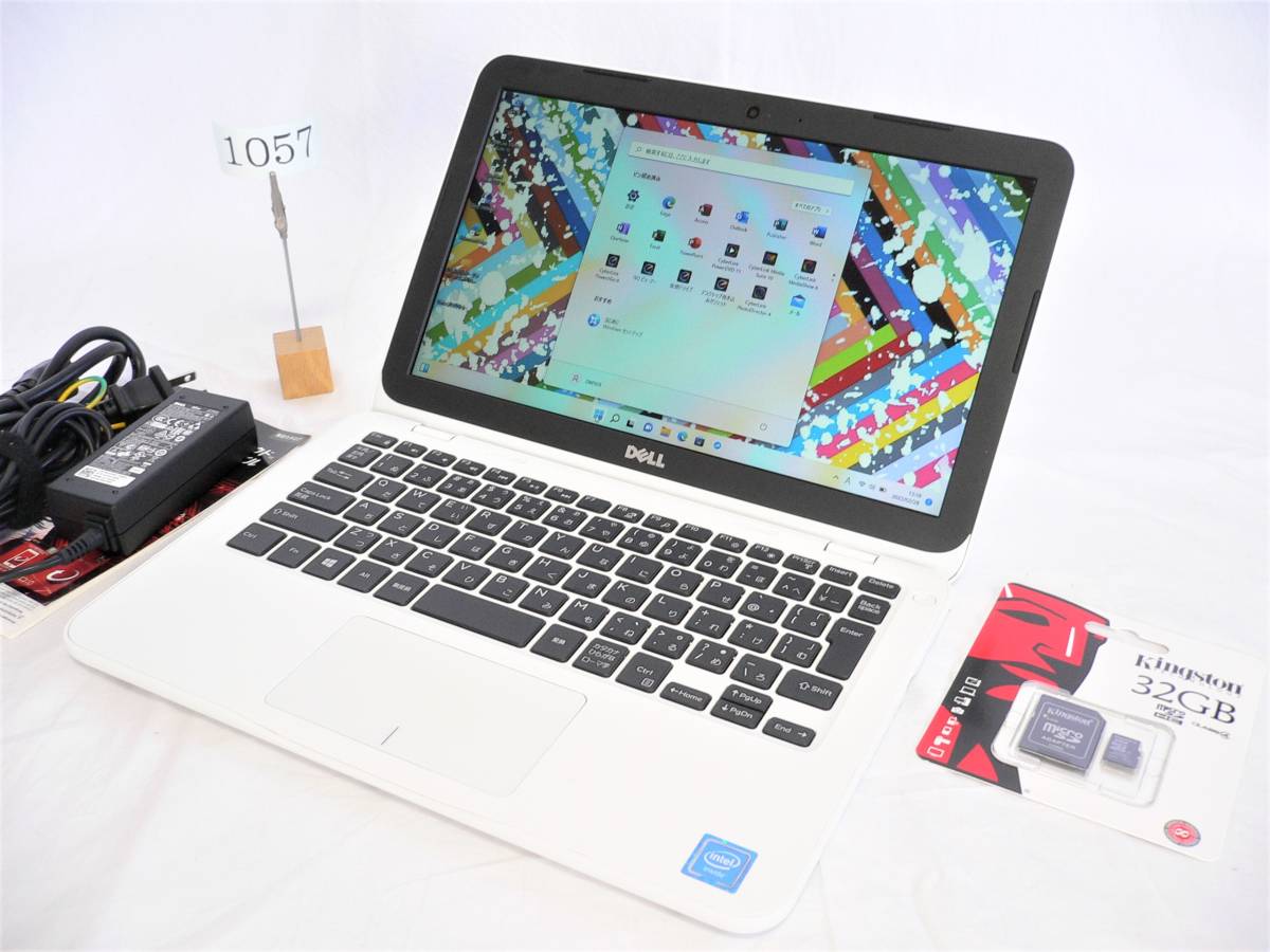 【ほぼ新品】11.6HD(1366x768) デル DELL Inspiron11-3162 Cele-1.60Ghz　Win11Pro/eMMC32GB＋新品mSD32GBカード/Office2021Pro ホワイト