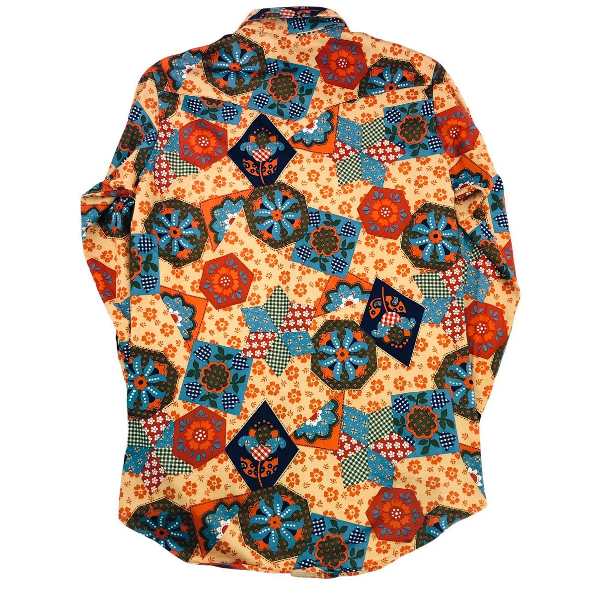 リー Lee アメリカ製 総柄 シャツ 70s VINTAGE チェック 70年代 70～80s 黒タグ ウエスタン調 レアVINTAGE80s 90s アートデザイン SPOT
