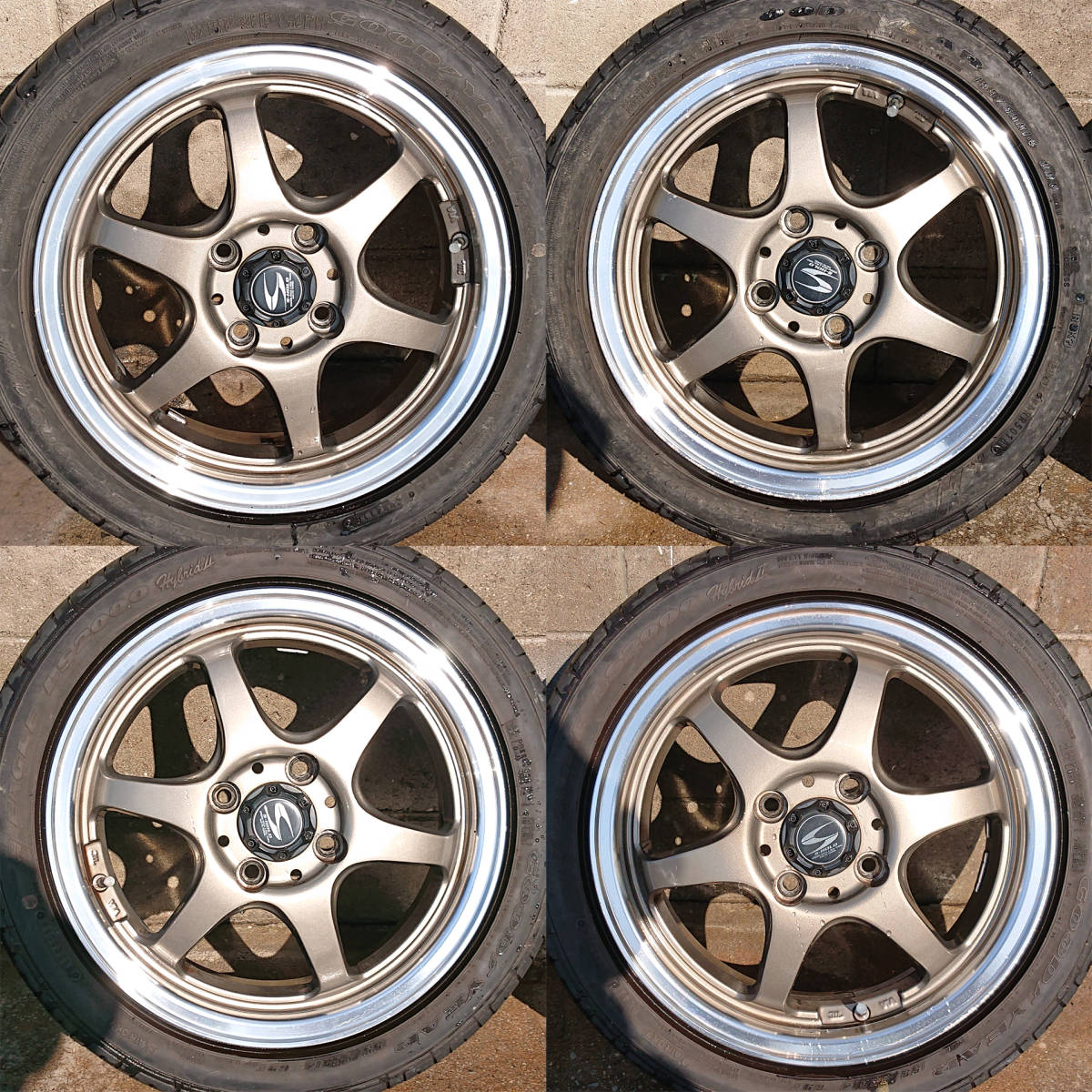 【4本セット】S-HOLD エスホールド 14×5J ＋42 4H PCD100　グッドイヤー イーグル LS2000 hybrid2 155/55R14 18年50週製造