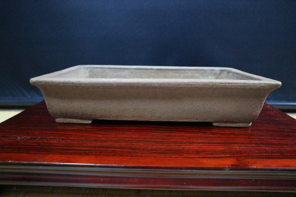★盆美術館★ 紫泥長方鉢 中国 植木鉢 展示会 国風展 松柏盆栽 34.4cm