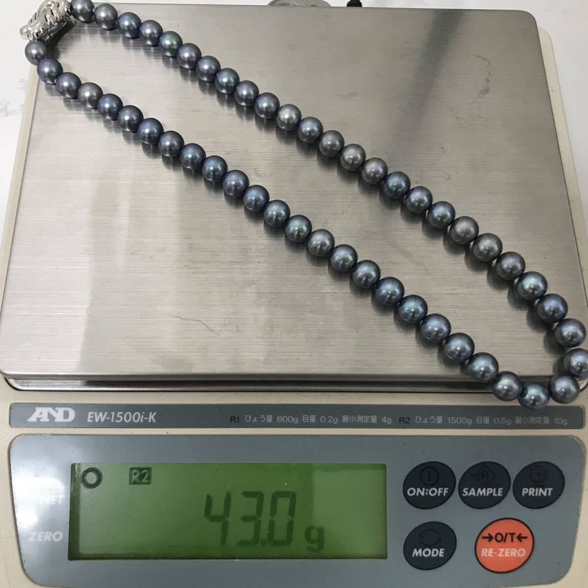 J30704 ジュエリーマキ パール ネックレス 黒 真珠 留め具 シルバー 