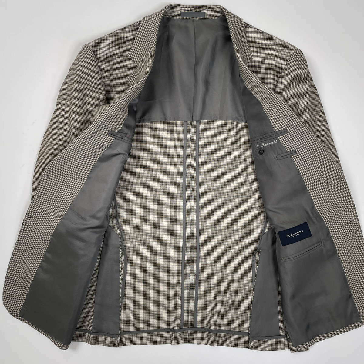 BURBERRY バーバリー ガンクラブチェック風 麻混 2B テーラード 