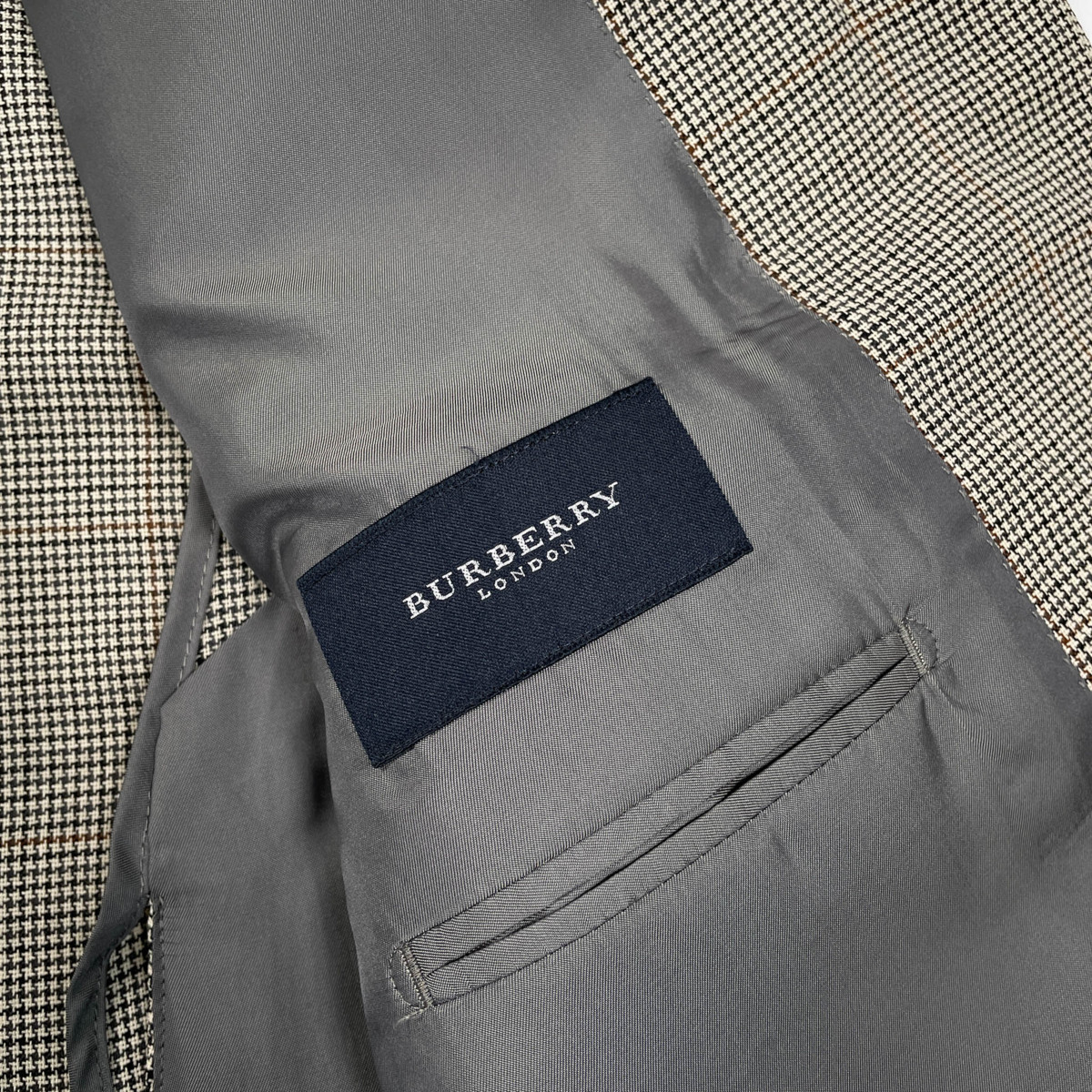 BURBERRY バーバリー ガンクラブチェック風 麻混 2B テーラード 