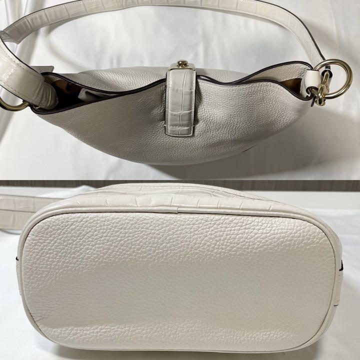 【極美品】COACH 2way ショルダーバッグ アンバー ダッフル クロコ 美品 COACH コーチ アンバーダッフル ショルダーバッグ 2way レザー 白