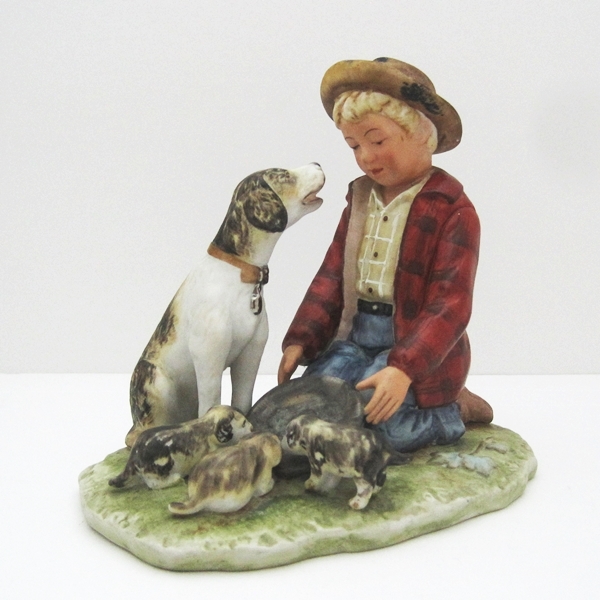 ノーマンロックウェル 陶器人形 少年と犬（秋）(瀬戸)｜売買された
