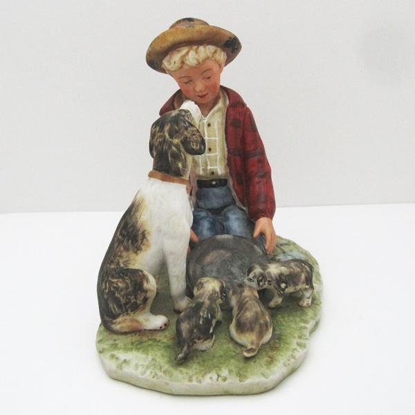 ノーマンロックウェル 陶器人形 少年と犬（秋）(瀬戸)｜売買された
