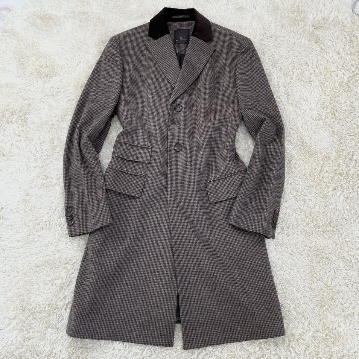 HUGO BOSS ヒューゴボス/チェック柄チェスターコート/Bランク/71【中古】 ピュアカシミヤ100% 極美品☆ ヒューゴボス 最高級 セレクションライン