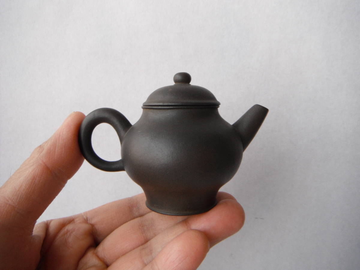 古い煎茶道具☆小ぶり 黒泥 鳥泥 唐物 後手急須 砲口☆検索(朱泥/紫砂