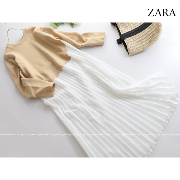 ZARA ザラ ☆スウェットトップス＆プリーツスカート切替ドッキング 