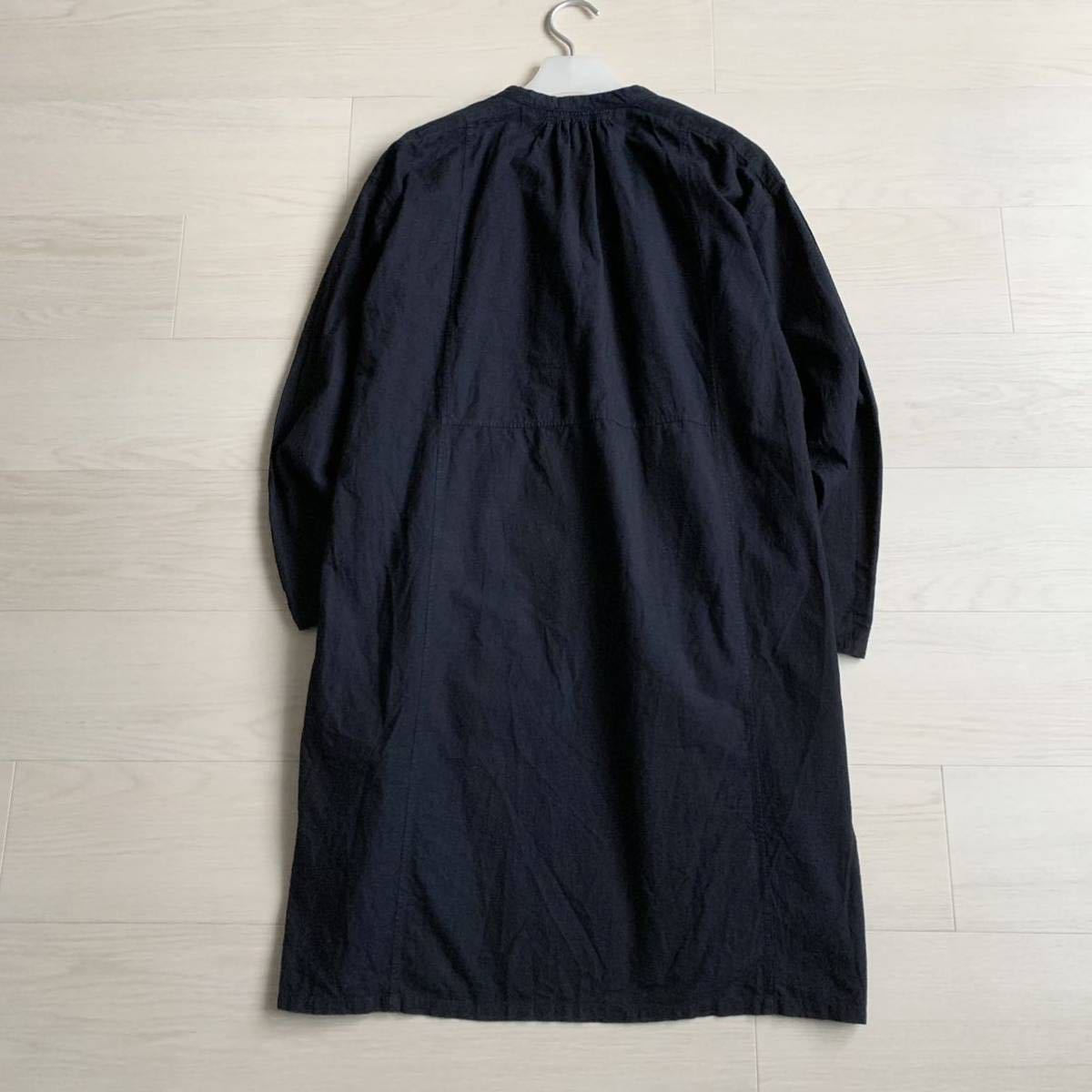 美品 45rpm インディゴ染め ゆったり コットン ギャザー ロング
