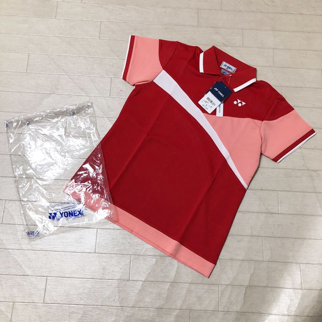YONEX 幾何学模様 半袖シャツ ホワイト⁄レッド YONEX - YONEX