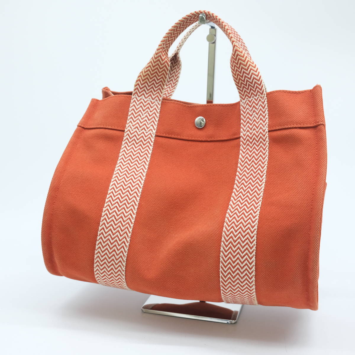 HERMES 　エルメス　カンヌpm　　トートバッグ　オレンジ系 HERMES エルメス カンヌ PM キャンバス トートバッグ ハンドバッグ