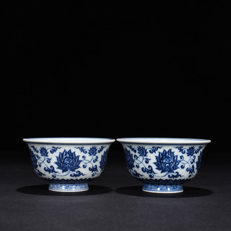 故宫博物院 銀閣中国美術 青花 纏枝蓮花紋 蓋物 旧家蔵出(ZD638) 青花