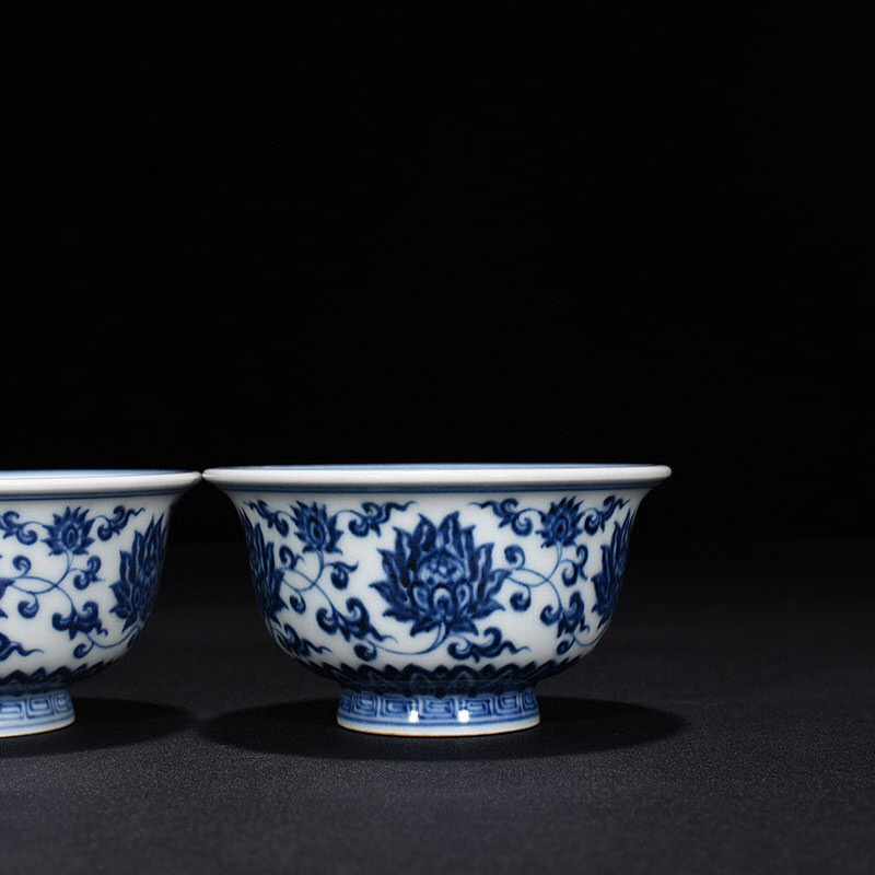 故宫博物院 銀閣中国美術 青花 纏枝蓮花紋 蓋物 旧家蔵出(ZD638) 青花