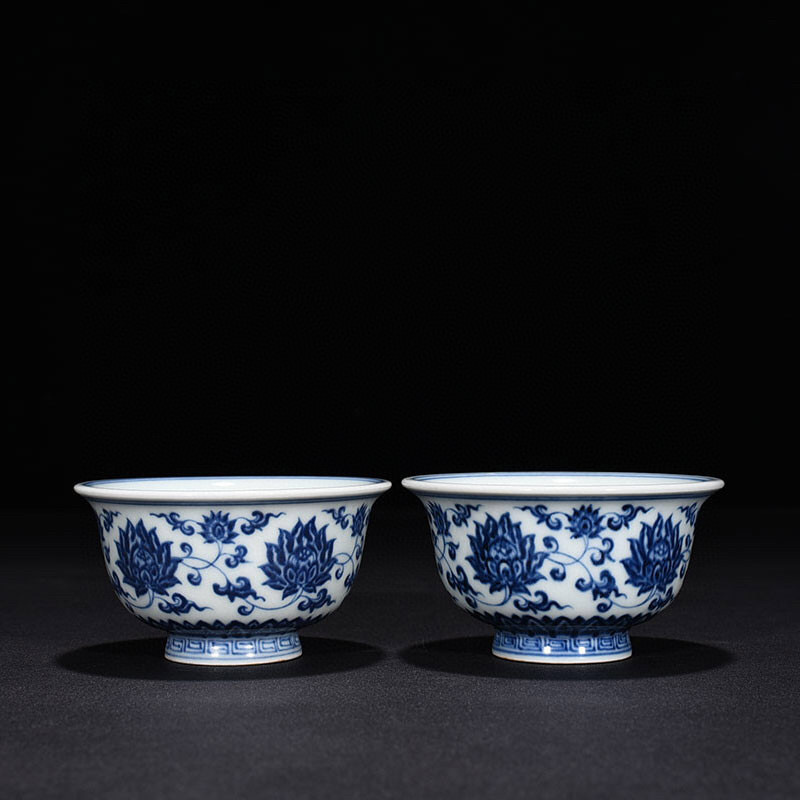 故宫博物院 銀閣中国美術 青花 纏枝蓮花紋 蓋物 旧家蔵出(ZD638) 青花
