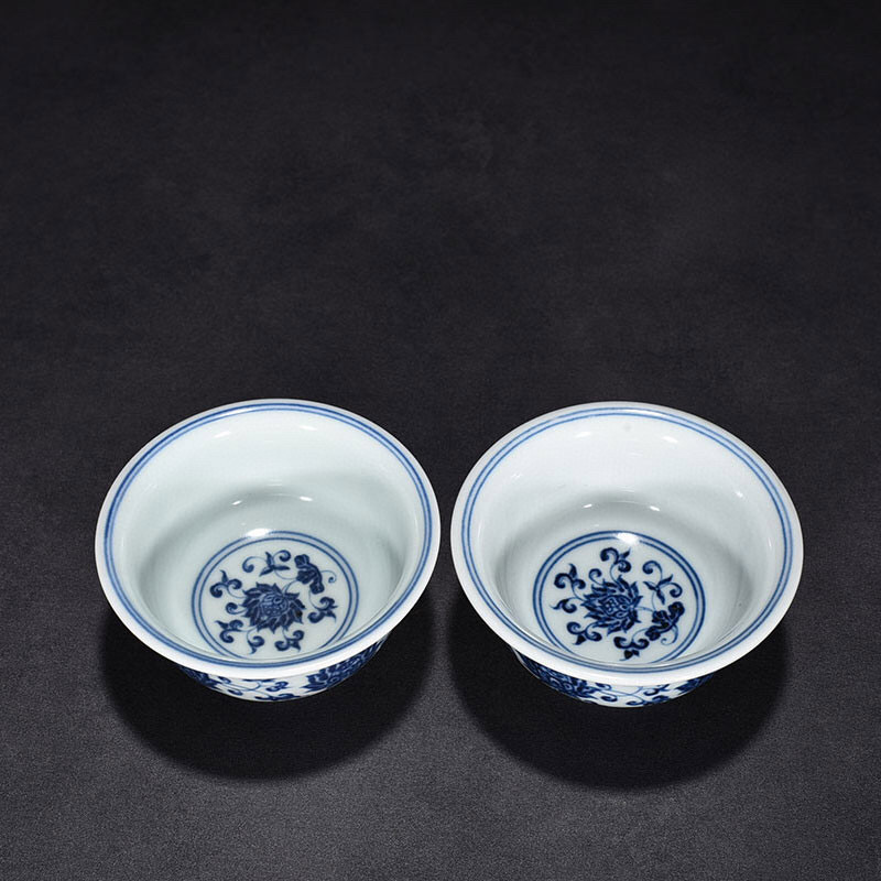 故宫博物院 銀閣中国美術 青花 纏枝蓮花紋 蓋物 旧家蔵出(ZD638) 青花