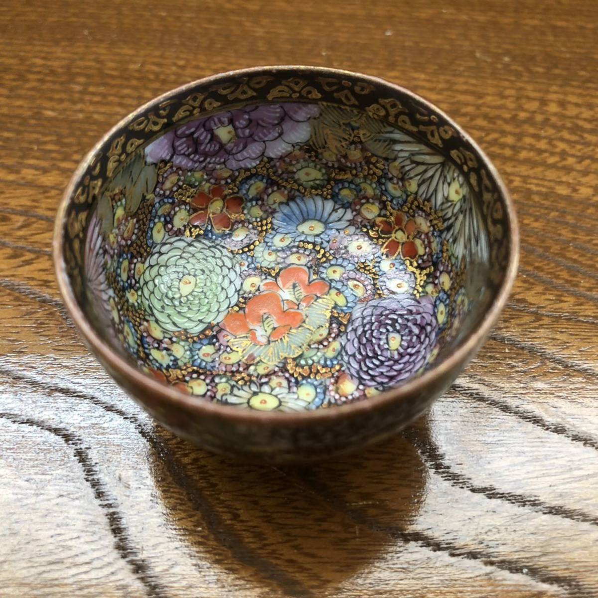 九谷焼 山本重義作 金彩 小紋手 香炉 共布共箱 M R9007 九谷焼 花仙(