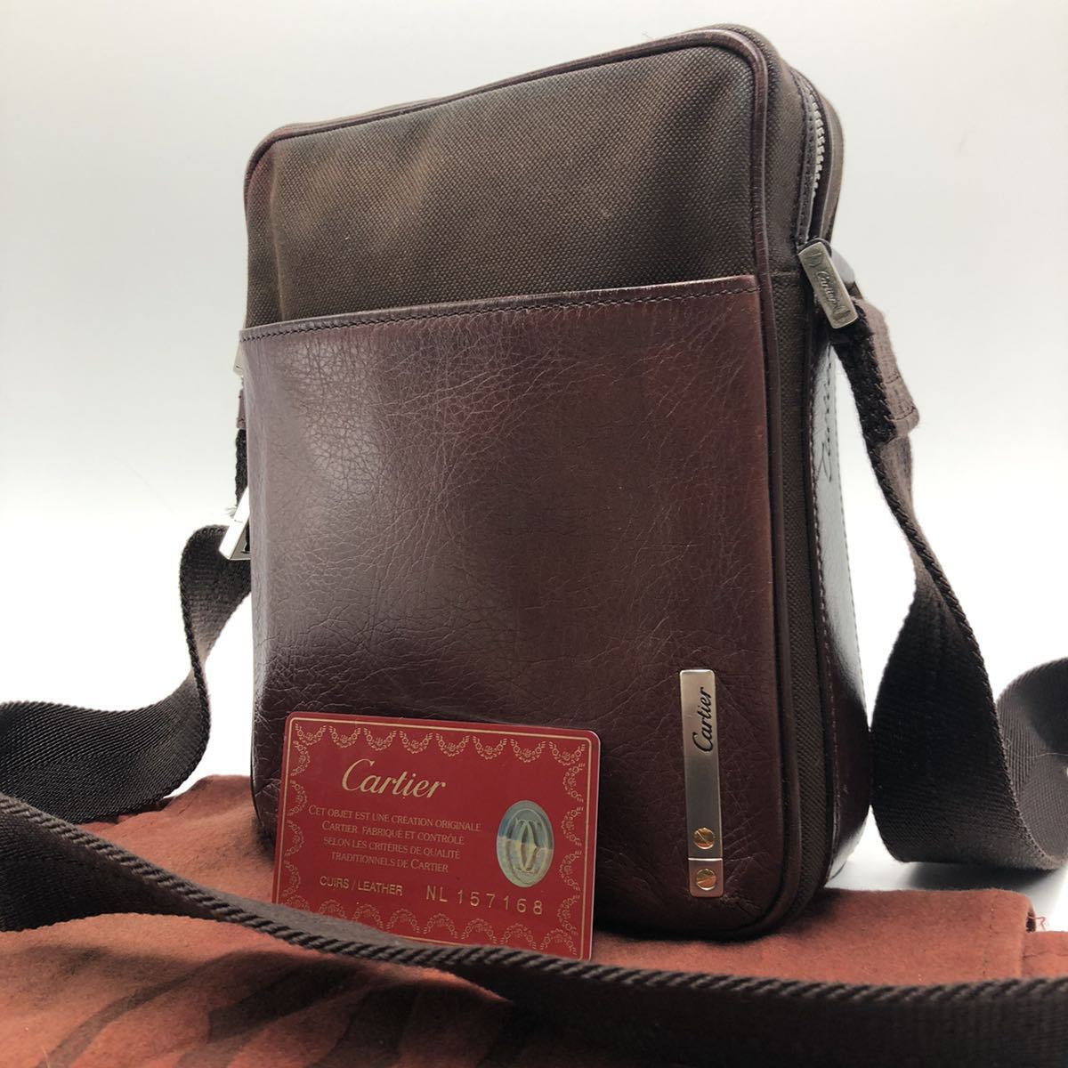 1円《極美品》 Cartier サントス メンズ ショルダーバッグ ロゴ金具 
