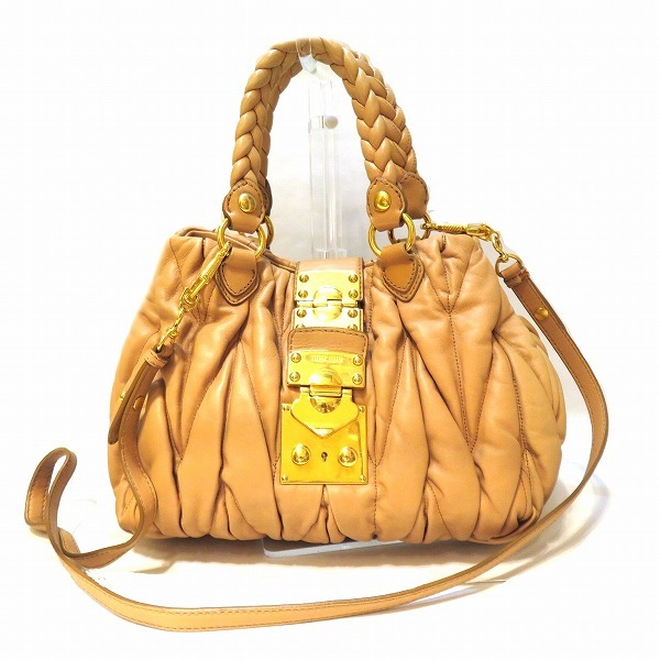 激安大特価，品質保証 ミュウミュウ マテラッセ 2WAY ショルダーバッグ ベージュ系 バッグ ハンドバッグ レディース 0331(かばん、バッグ)｜売買されたオークション情報、yahooの商品情報をアーカイブ公開 - オーク かばん、バッグ