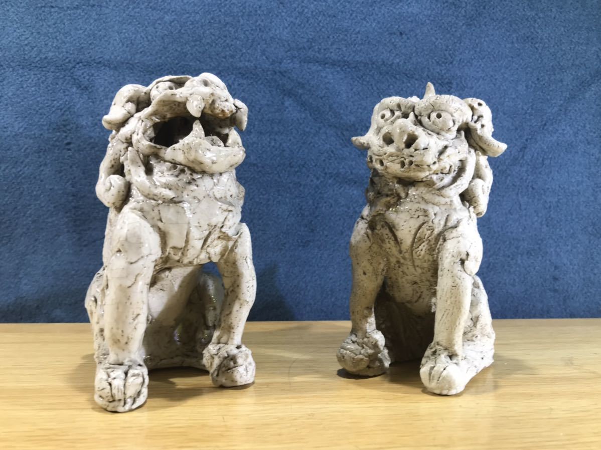 狛犬 魔除け 獅子 縁起物 置物 シーサー インテリア 九谷焼 一対 陶器